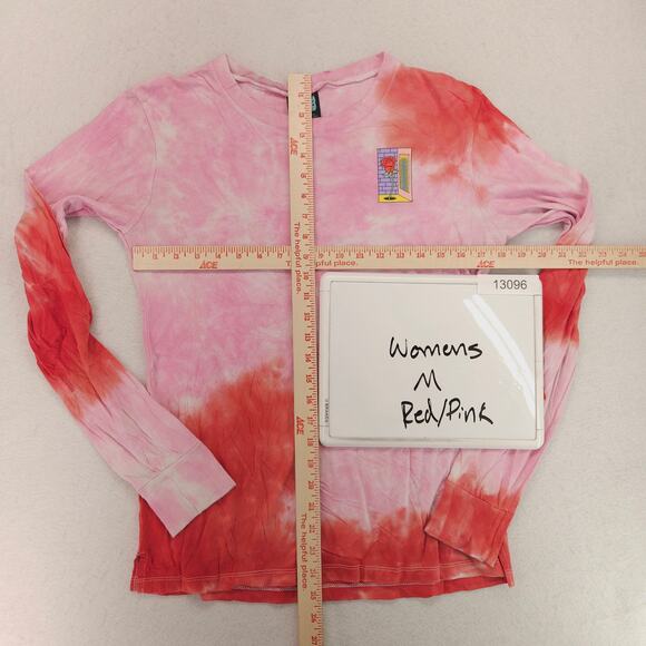 Alab Casual Long Sleeve Crew Neck Graphic T Shirt Womens Size M Red Pink - Picture 5 of 9